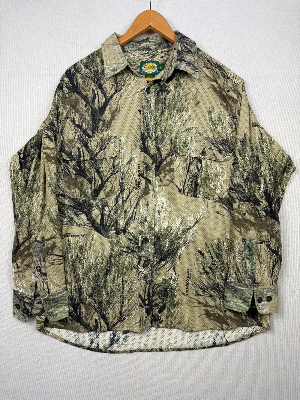 Cabela’s Open Country Camo Hunting Button-Up Shirt Men’s L Vented Long Sleeve